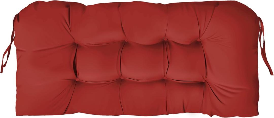 Outdoor Bench Cushion 44x22x4 Inch with Ties Loveseat Pads, Red
