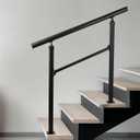 Outdoor Stair Handrail for Deck Steps, 48 Inch Aluminum Railing with Anti-Slip Texture - Supports 500lb, Weather-Resistant Guardrail for Porch, Stairs, Senior Safety (Black)