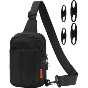 Peicees Small Anti Theft Sling Bag with Zipper Clip for Men Women, Waterproof Mini Crossbody Chest Bag for Travel Work Sport