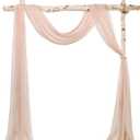 20Ft Wedding Arch Draping Fabric Panels, Blush Pink Chiffon Table Runner Decoration, Fabric Drapes Arbor Drapery Wedding Ceremony Reception Swag Decorations for Wedding Party Decoration