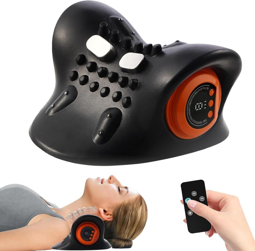 Neck Massager for Pain Relief,Portable Electric Massage Pillow with Heat,Deep Tissue Relaxation for Neck,Shoulders,Back,Perfect for Home, Office,Travel (Black(new))