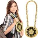 Tondiamo Star Performer Award Medals 6" Big Gold Turnover Chain Medal Champion Chain Trophy Necklace for College Student High School Graduation Participation Competition