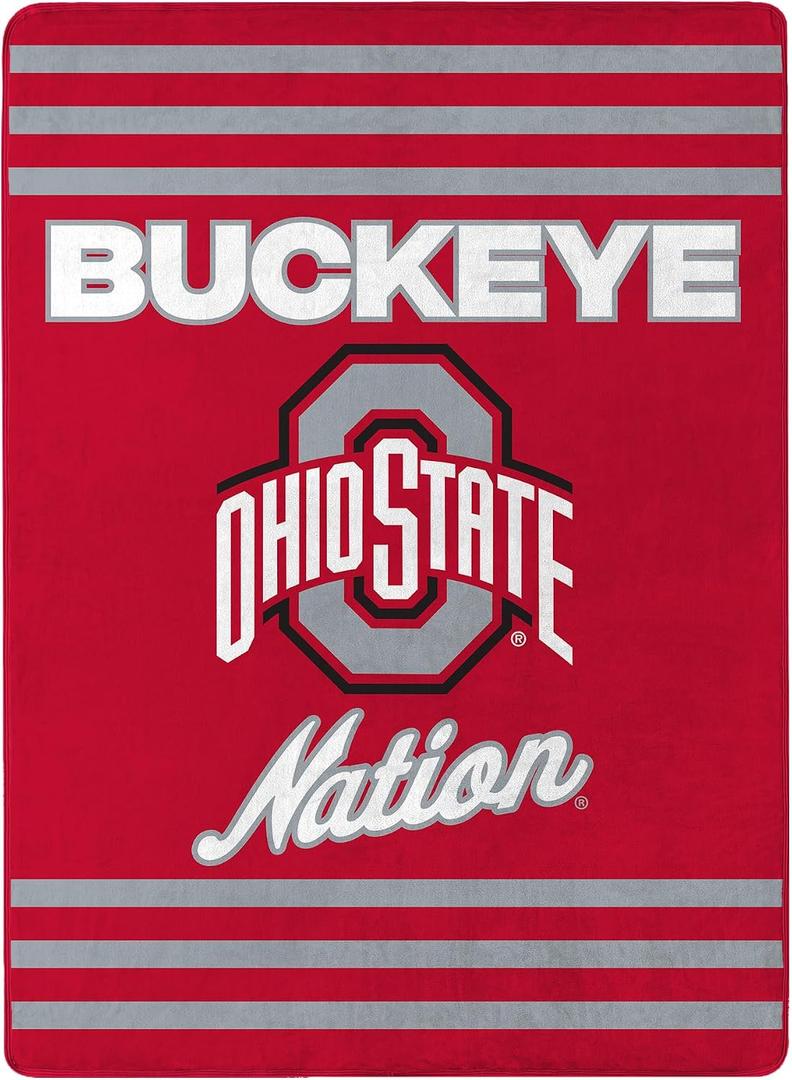 Ohio State Buckeyes NCAA Officially Licensed 60" x 80" Oversized Throw Blanket – Ultra Soft Fleece Bed Blanket with Bold Team Colors for Game Day & Home Decor