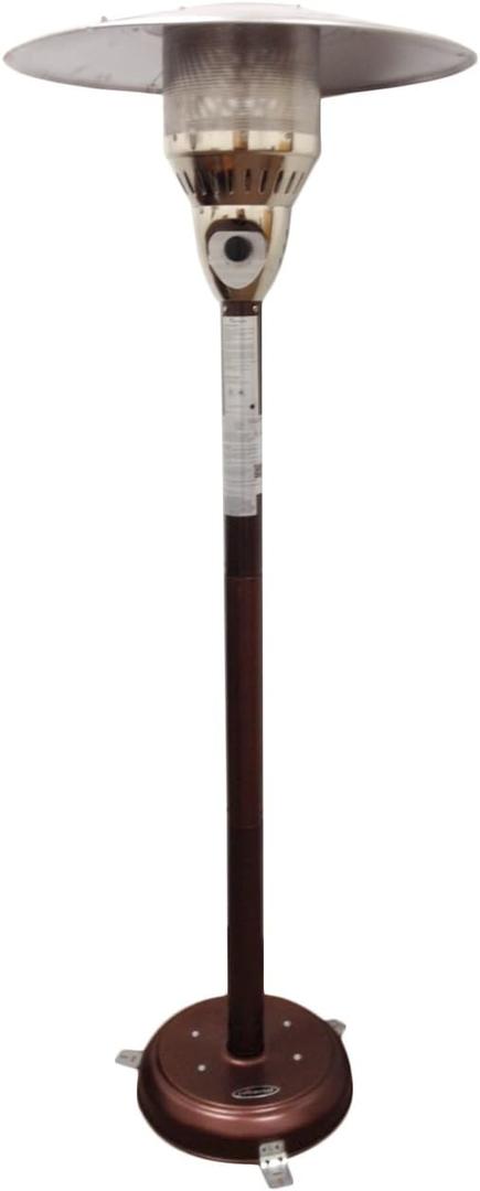 Hiland NG-HB Tall Natural Gas Patio Heater, 41,000 BTU, 33" Heat Shield, Built In Ground Fixtures, Hammered Bronze