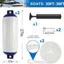2-Pack Heavy Duty Boat Fenders with Ropes Saltwater Resistant Rubber Marine Boat Bumpers for Docking, Pontoon & Yacht Protection
