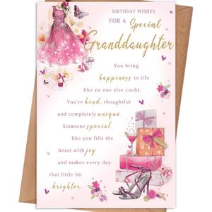 9 x Granddaughter Birthday Card, Happy Birthday Card Gifts for Granddaughter, Birthday Gifts for Granddaughter