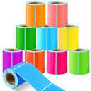 1000 Colored Sticker Rolls - Rectangular Coding Labels in 10 Bright Colors - Self Sticky Folder Labels for Boxes, Folders, Classroom & Home (2 x 3 Inch)