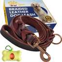 Heavy-Duty Leather Dog Leash 5.6 ft - Soft & Strong Training Dog Leashes for Small, and Medium Breeds (Brown, 5.6 ft x 5/8")