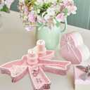 Sanwuta Pink Bow Rattan Vanity Tray Coquette Organizer for Cosmetics, Jewelry, Perfume, Candle, Key Cute Rattan Tray for Bathroom, Kitchen, Countertop, Enteryway, Toilet Tank, Sink