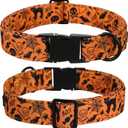 Lionet Paws Halloween Dog Collar with Bowtie - Cute Cotton Adjustable Fall Bowtie Dog Collar with Metal Buckle for Small Medium Large Dog Girl Boy Gift, M, Neck 13.5-22in
