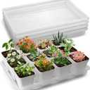 RooTrimmer Clear Seed Starter Trays 5 Pack(17"x11"x2"), Reusable Plastic Carrying Seedling & Nursery Trays, Durable Flat Pots Trays, Transparent Square Tray for Planting and Collecting Drainage Water, Clear, Holding Trays-5P