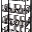 5 Tier Retail Display Rack, Metal Snack Rack with Wheels, 24inch Wide Chip Snack Display Stand with 15 Hooks for Kitchen Office Supermarket, Black
