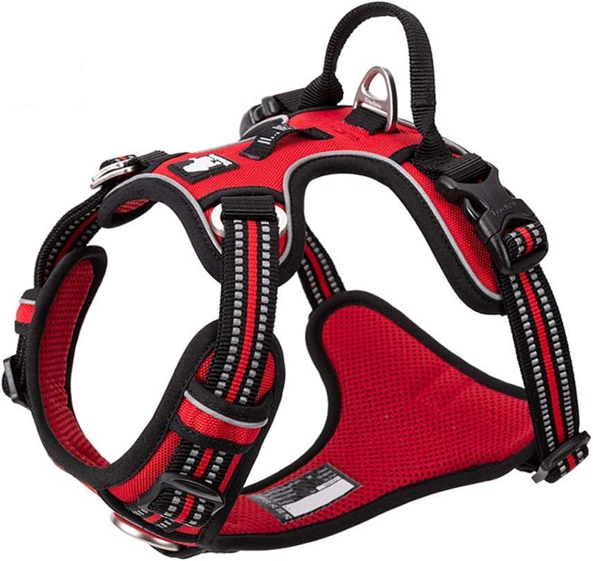 TRUE LOVE Dog Harness No Pull Nylon Reflective Pet Harness Adjustable Comfortable Control Step-in Brilliant Colors Truelove TLH56512 Red, Size: L