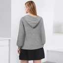 Women's Fashion Hooded Knit Open Front Sweater Long Sleeve Button Outerwear Coats (Gray, S)
