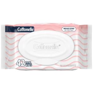 Cottonelle Fragrance Free Flushable Wet Wipes, Adult Wet Wipes, 1 Flip-Top Pack, 42 Wipes Per Pack
