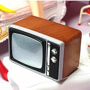 EatingBiting 1:12 Miniature Doll Furniture Resin Retro TV Model Television Scenes 1/12 Resin Retro Style Mini House Living Room Appliances Decoration Mini Television