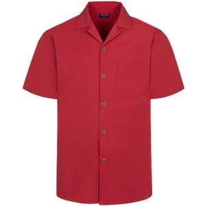 Tropical Storm Hawaiian Shirts for Men Short Sleeve Regular Fit Mens Floral Shirts (Red, S)