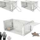 3 Packs Humane Rat Trap, Live Mouse Cage Traps Catch and Release for Outdoor and Indoor Chipmunk, Small Animals, Rodent - Sliver (10.5"x 5.5"x 4.5")