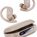 occiam Active Noise Cancelling Wireless Earbuds Bluetooth Headphones Ear Buds 96Hrs Playback Clear Call Waterproof Earphones with Ear Hook Microphones for Sport Running Off-White