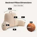 Reading Pillow for Sitting in Bed,Large Backrest Reading Pillow with Arm Rest,Back Rest Support Cushion for Sit Up on Couch,Sofa,and Floor(White Corduroy,Standard(17"))
