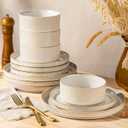 GBHOME Stoneware Dinnerware Sets for 4, 12 Pieces Plates and Bowls Set