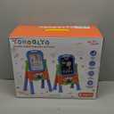 YOHOOLYO Kids Easel Standing Art Easel for Kids, Double Sided Children Pink Purple Easel Magnetic Chalkboard Whiteboard Dry Eraser Board Great Gift for Girls Boys (Blue + Orange)