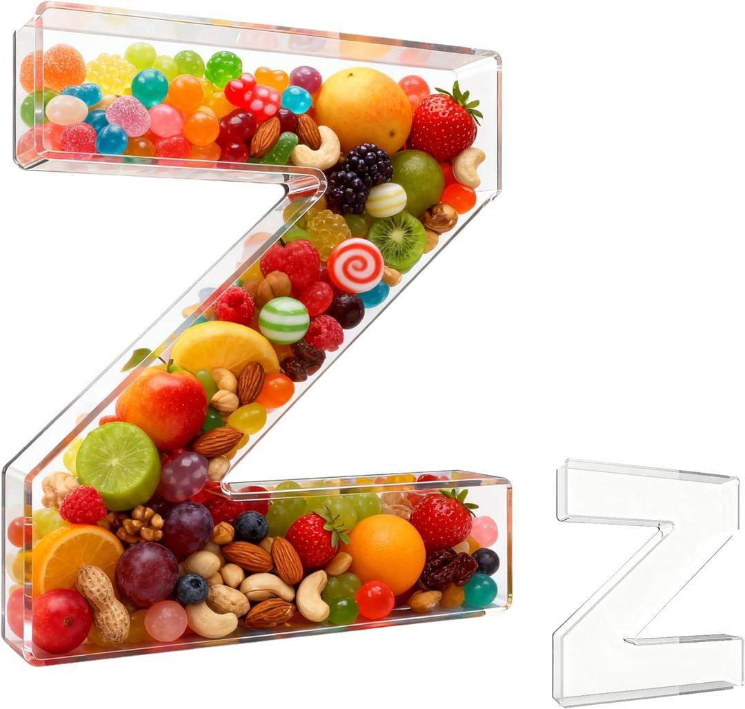 10" Acrylic Letter Charcuterie Tray - Reusable Fillable Alphabet Shape Charcuterie Box, Alphabet Shape Cake Candy Tray for Birthday Anniversary Party Decorations (Letter Z)