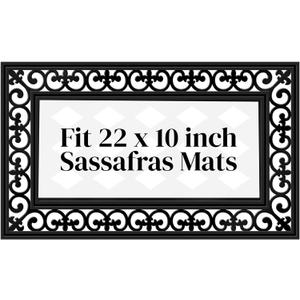 Evergreen Flag Sassafras Door Mat Tray, All-Weather Weatherproof Doormat for Indoor and Outdoor Entrance, Non-Slip Backing Entryway Front Door Mats (Fleur Scroll, 32 x 20 Inches)