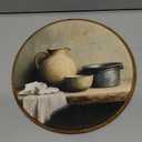 KSDUT Vintage Kitchen Wall Decor Art - Retro Food Still Life Country Wall Art Canvas Frame Hanging Prints, Rustic Sourdough Bread Round Wall Art Decor for Home Farmhouse Kitchen Decorations 10"x10",  bread-2
