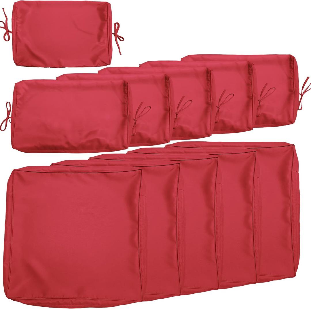Outdoor Patio Cushion Covers Replacement, Outdoor Cushion Slipcovers for Patio Furniture Patio Sofa Couch Outside Zipper Design w/5 Seat Cushion Covers and 6 Backrest Pillow Covers(Red)