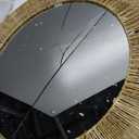 Chi An Home 24 Inch Natural Jute Mirror, Wall Mounted Round Mirror with Metal Frame, Wall Decor Rustic Farmhouse Boho Decor Accent for Bathroom, Bedroom, Living Room, or Entryway