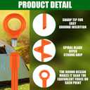 Lasnten 12 Pcs 30 Inch Heavy Duty Ground Anchor Spiral Blade Earth Anchor Kit Metal Anchor Hook Beach Sand Stakes Camping for Securing Animals, Shelters, Tents, Canopies (Orange)