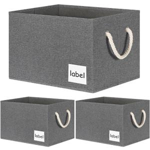 Large Storage Baskets for Shelves 3 Pack, Fabric Storage Bins with Label, Foldable Closet Storage Bins for Shelves with Handles (15"x11"x9.6", Grey) (Gray) Large Storage Baskets for Shelves 3 Pack, Fabric Storage Bins with Label, Foldable Closet Storage Bins for Shelves with Handles (15"x11"x9.6", Grey) (Gray)