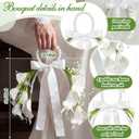 Novabright White Rose Bridal Bouquet with Pearl Handle, Bridal Pearly Bouquet with Flowers with Pearl Bead for Wedding Party Church Bridesmaid(Calla Lily)