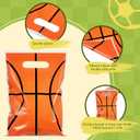 Funrous 100 Pcs Football Sports Party Favor Bags Soccer Candy Gift Plastic Goodie Treat Bags Bulk with Handles for Baseball Basketball Theme Event Gift Bag Birthday Supplies Decorations
