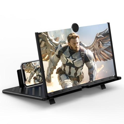 20 inch Screen Magnifier for Smartphone,3D HD Screen Expanders for Movies, Videos, and Gaming, Screen Magnifier with Adjustable Angle Design Amplifier Desktop Magnifying for Seniors Reading (Black)
