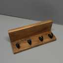 NIRMAN Acacia Wood Rustic Key Holder for Wall, Farmhouse Wall Shelf with 4 Hooks for Entryway Farmhouse Kitchen (10" x 3.5" x 3.5")
