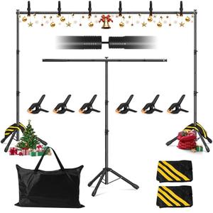 Backdrop Stand 10x7.5 FT for Photography Studio, 3-in-1 T-Shape Photo Backdrop Stand Kit for Birthday Party, Background Stand for Photo Video Studio with Carring Bag, Banner Stand with 2 Sandbags