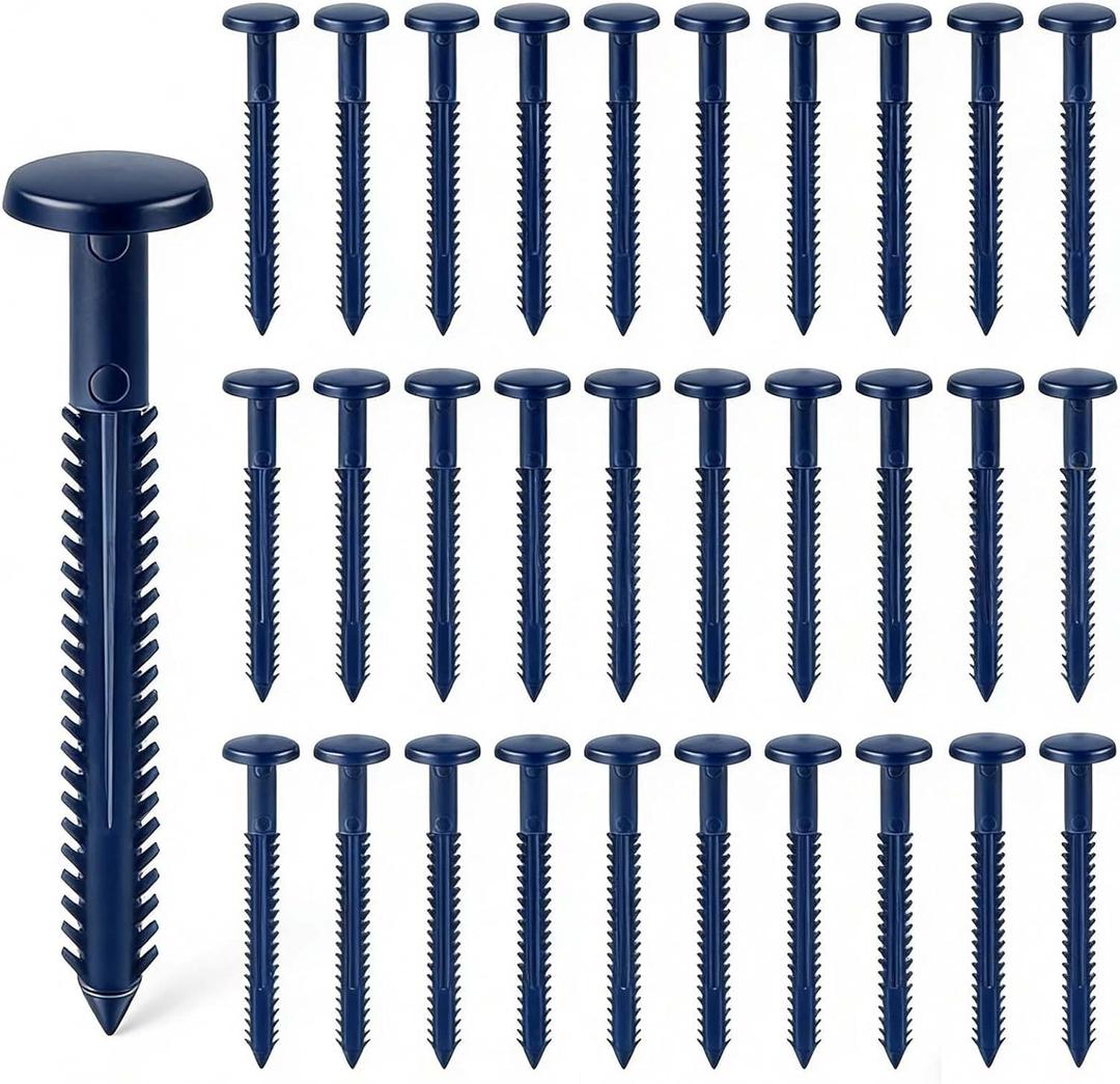 30Pcs 3 Inch Vinyl Shutter Fasteners, Window Shutter Panel Pegs Shutter Screws Lok Pins Plastic Shutter Spike Anchors for Installing Decorative Exterior Wood Aluminum Vinyl Shutter (Classic Blue)