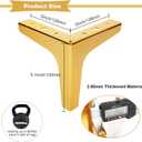 8 x MNKNENG 8 Packs Metal Gold Furniture Legs 5 Inch Golden Couch Legs Extenders Modern Style Heavy Duty Replacement Gold Leg for Furniture Sofa Couches Chair Ottoman Cabinet