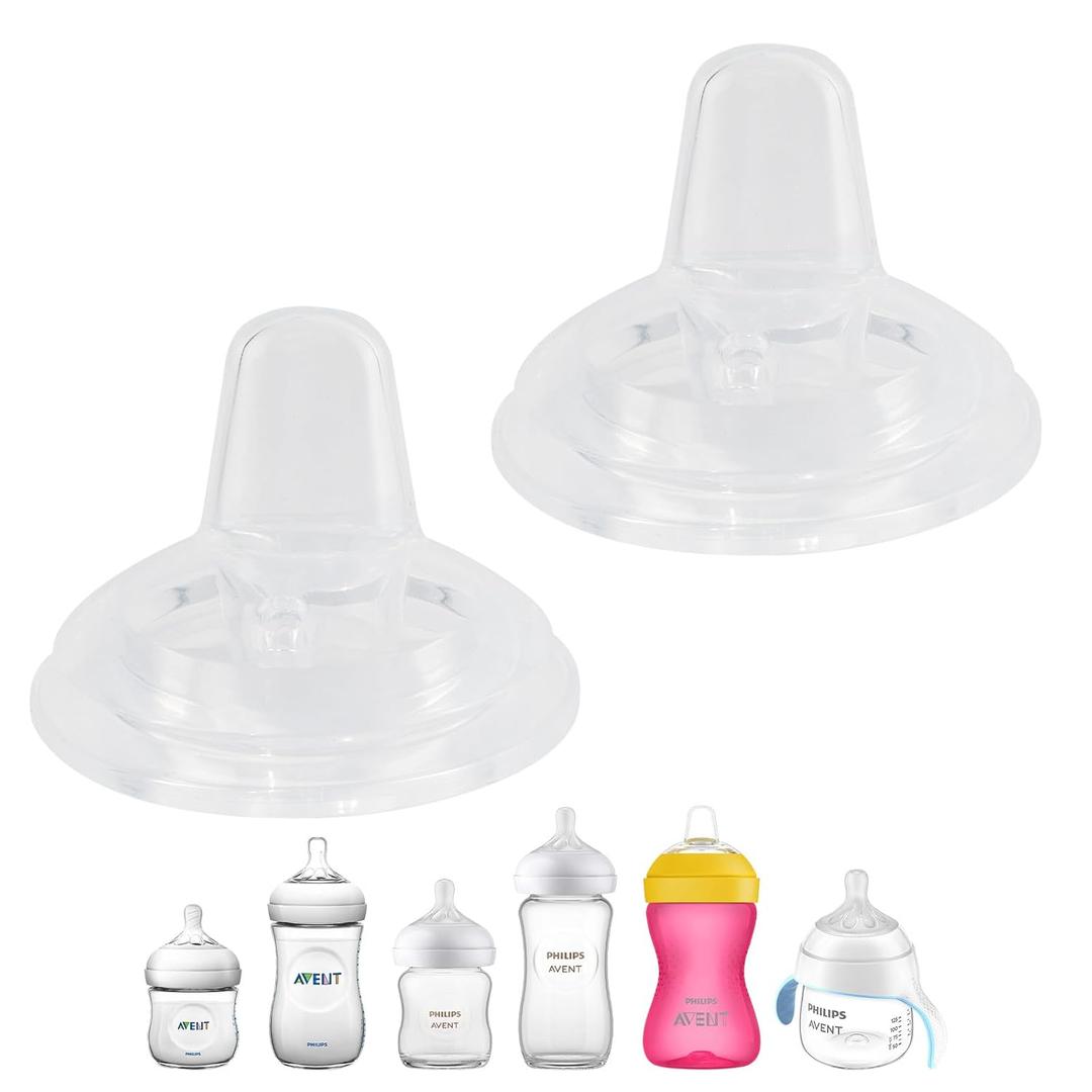 3 x XUNICUTE Sippy Spout Nipples for Philips Avent Natural Baby Bottles, My Grippy Spout Sippy Cup & Natural Trainer Sippy Cup, Soft 100% Silicone, 6m+, 2 Count