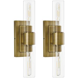Brass Wall Sconces Set Of Two,19 IN Bathroom Vanity Light,Bedroom Wall Light Fixtures,Brass Hardwired Sconces With Clear Glass For Stair Living Room Hallway Besides Mirror Porch Foyer E26 Base Brass Wall Sconces Set Of Two,19 IN Bathroom Vanity Light,Bedroom Wall Light Fixtures,Brass Hardwired Sconces With Clear Glass For Stair Living Room Hallway Besides Mirror Porch Foyer E26 Base