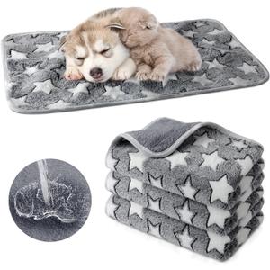 Tranqun 4 Pcs Waterproof Dog Puppies Cat Blankets Bed Mat Washable Crate Kennel Whelping Pads Reusable Pet Pee Pad Soft Reversible Pet Training Pads Sleep Floor Mat Guinea Pig Liner