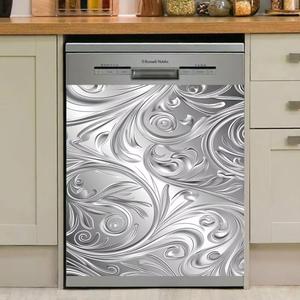 Magnetic Dishwasher Cover - Decorative Stainless Steel Pattern, Easy Peel & Stick, Rustproof Ideal for Kitchen Hide Scratches & Stains 23 W x 26 H (Ncstic75-1)