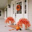 Artificial Fall Hanging Flowers for Outdoors Decoration, 2Pcs Fake Petunias Silk Plants UV Resistant No Fade, Realistic Faux Flower Look Real for Outdoor Planters Garden Porch Patio (Fall Orange)