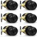 Estmoon 6 Pack Door Knobs, Matte Black Privacy Door Knob with Lock, Keyless Door Handle with Lock for Bedrooms/Bathrooms