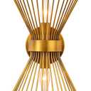 EDISLIVE 2-Bulb Bathroom Vanity Light Mid-Century Modern Starburst Wall Sconce Lamp 11 x 4.7 x 15.8in Wall Light for Hallway Bedroom Bathroom Gold
