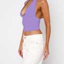 TiulZial Womens Backless Halter Tops Deep V Neck Sexy Crop Tank Top Open Back Sleeveless Slim Fit Y2k Summer Tops,  Small
