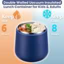 20oz Insulated Vacuum Food Jar with Buckle Lid, Soup Thermo for Hot Food Kids, Wide Mouth Leakproof Stainless Steel Lunch Container with Spoon-Blue