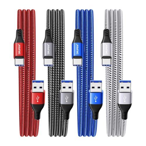USB Type C Cable 3A Fast Charging(3ft 4Pack), USB to USB C Cable Nylon Braided Type C Charger Cord for iPhone 15 Pro Max, Samsung Galaxy S10 FE S9 S20 S21 S22 S23+ S24 Ultra, A20 A50 A70, LG, Moto